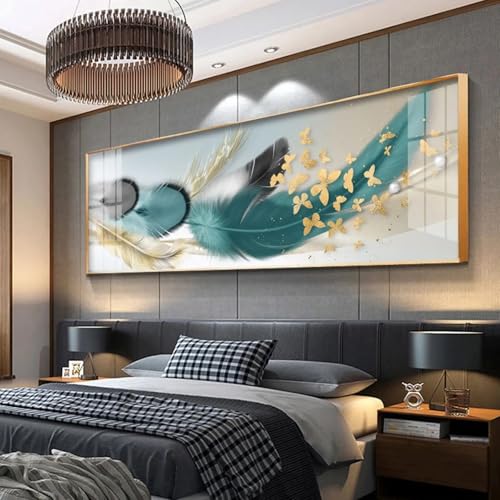 Peinture sur toile moderne pour mur vide de salon | Solution deco triptyque abstrait cerf or