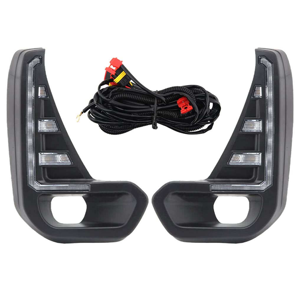 Riloer Daytime Running Light Front Driving Lamp w/Amber Turn Signal Clear Lens Front Lower Bumper DRL White Light Compatible with Toyota Hilux Revo 2020-2021