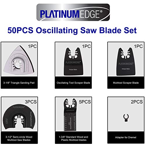 PLATINUMEDGE Oscillating Tool Saw Blades Multitool Saw Blades Accessories Kit 50pcs Fits with Dremel, Fein,Bosch, Skill, Makita,Ridged, Milwaukee,DeWalt, Mastercraft and Most Other Brands… - Thumbnail 3