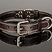 Genuine Leather Dog Collar with Alloy Buckle and Double D Rings (Large, Brown)