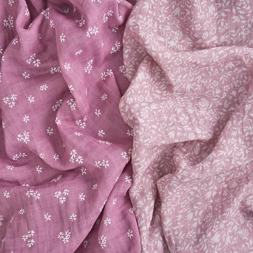Image of aden + anais Boutique 100% Organic Cotton Muslin Swaddle, Breathable Baby Blanket, Ideal for Boys, Girls, Newborns, Babies & Infants, Receiving Blanket, Lightweight Wrap, 2 Pack, Heritage Floral