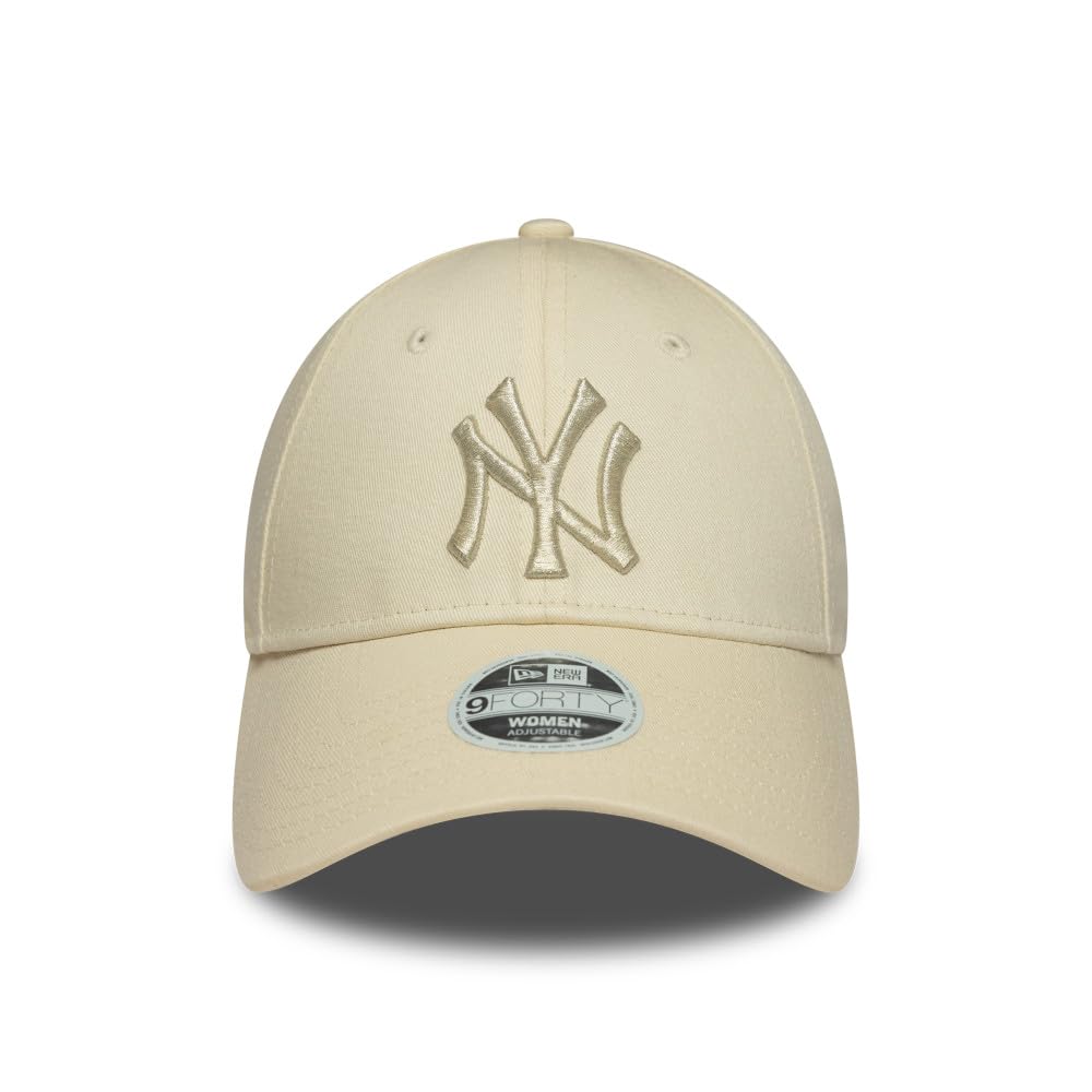New Era 9FORTY Gorra de béisbol de los Yankees de Nueva York para mujer - Crema claro - Talla única