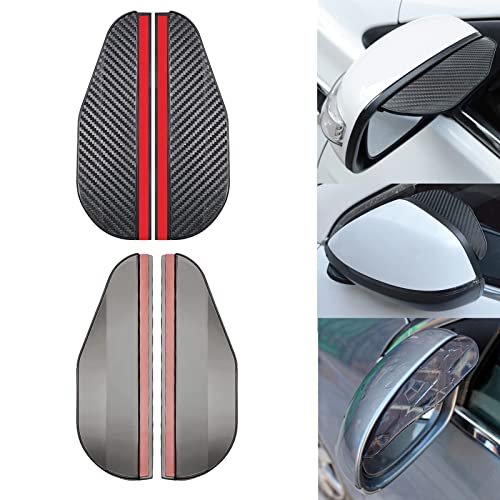 STEVE YIWU 4 Pieces Mirror Rain Visor, Carbon Fiber Side Mirror Rain Eyebrow Smoke Guard Rain Shield Cover Rear View Mirror Visor Guard for Most Cars SUV