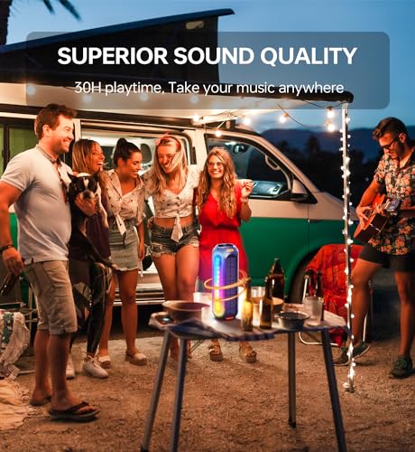 Abfoce Magnetic Bluetooth Speaker, Golf Speaker With Solar Charging 30H Playtime, 7 Colorful Flashing Lights Outdoor Waterproof Portable Wireless, For Golf Cart Gifts Hiking Camping thumb #2