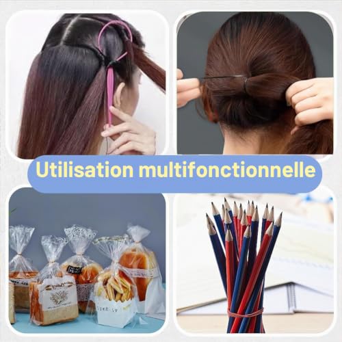 KIMHOME Lot de 800 mini-élastiques à cheveux noirs et marron, élastiques antidérapants pour tresses, queues de cheval et coiffures de tous les jours – vue 3
