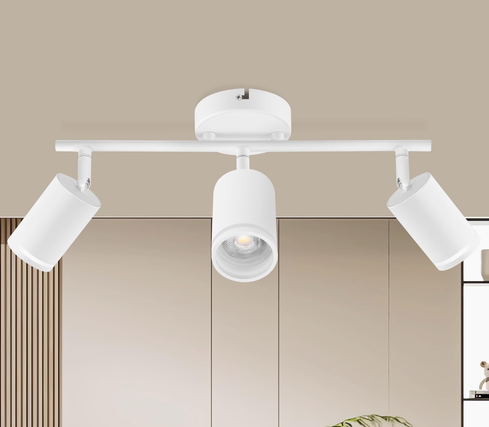 GeyouLux Deckenstrahler LED 3 Flammig, LED Deckenleuchte Schwenkbar, GU10 Deckenlampe Strahler Deckenspot, Modern Spot Lampe Wandstrahler Weiß für Wohnzimmer Schlafzimmer Küche (Ohne Leuchtmittel)