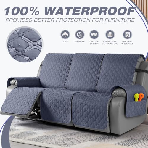 Image of TAOCOCO 100% Waterproof Recliner Sofa Covers Reversible, Bluish Gray
