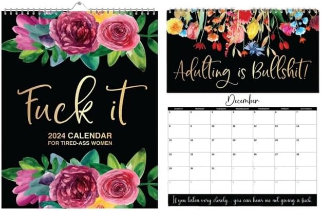 Miniatura 1 de Calendario 2024 "Fuck It" para mujeres cansadas con el culo de fu-ck it, calendario de pared para mujeres cansadas, divertido juramento,