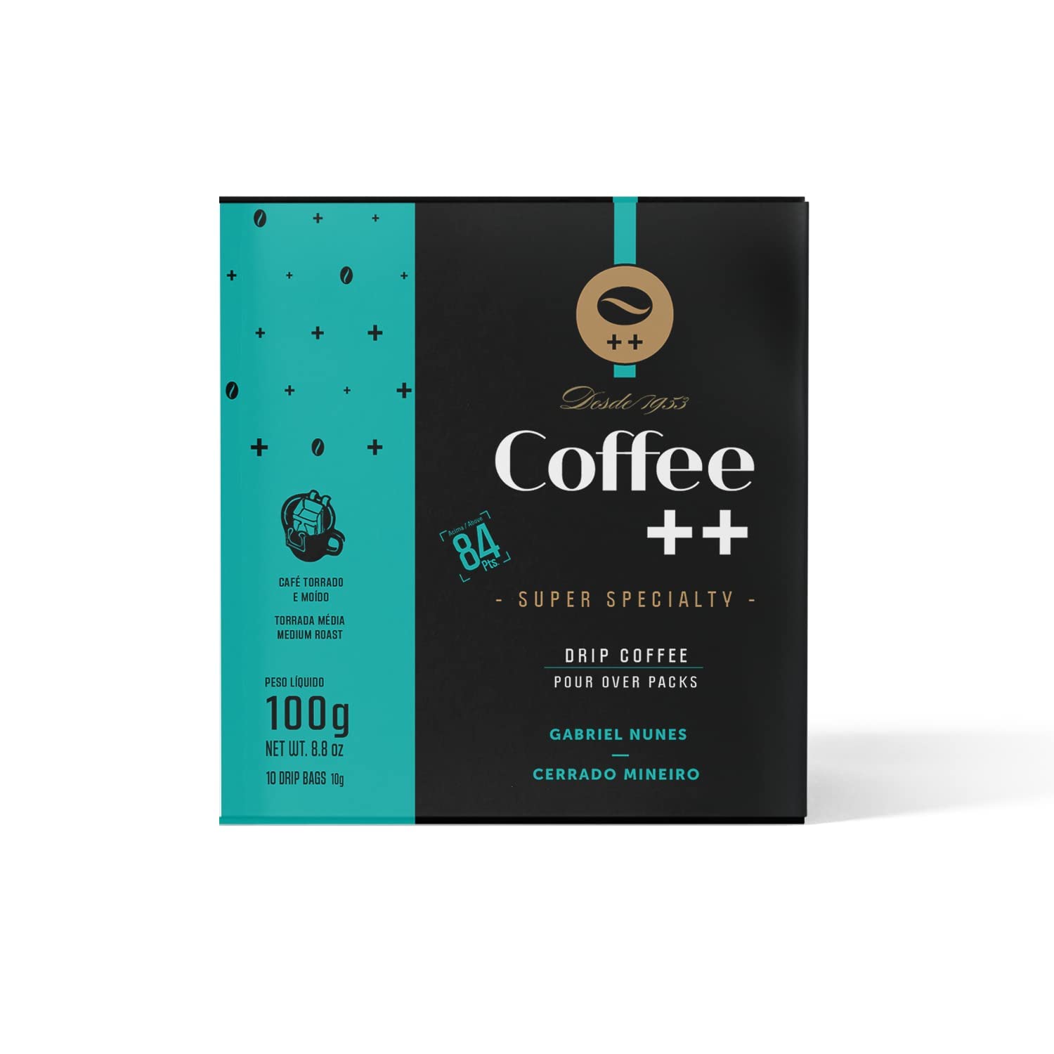 Pour Over COFFEE PLUS | Unique Flavor in Portable Drip Bags | Gourmet Coffee Experience, Easy to Use, Freshness, Eco-friendly | Medium Roast Beans | Single Serve Premium Packs | GREEN | 10 Servings