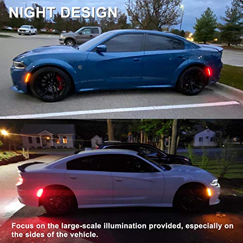 Smoked LED Side Marker Light for Dodge Charger 2015 2016 2017 2018 2019 2020, OEM Side Marker Lights Kit, include Front (Amber) & Rear(Red)