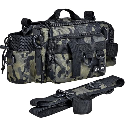 Bolsa de pesca, bolsa de aparejos de pesca en el mar, bolsa de camuflaje al aire libre, bolsa de accesorios con múltiples bolsillos, la correa de hombro es desmontable y ajustable, se puede utilizar