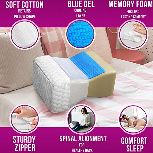 Almofada de joelho de espuma viscoelástica GRASSVERY para dormir, dormir de lado, alívio da ciática,