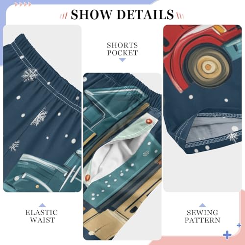 ZZXXB Merry Christmas Truck Snow Boys Long Pants Soft Trousers Elastic Waist Kids Lounge Bottoms with Pockets S-XL4