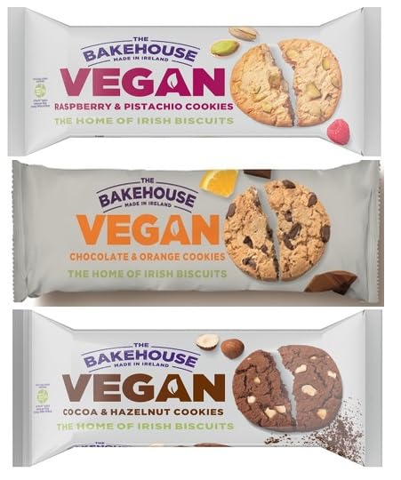 Bakehouse Vegan Cookies Biscuits Luxury Selection, 3 Mixed Raspberry & Pistachio, Chocoalate & Orange and Cocoa & Hazelnut 220g each by Zamfoods, Gift pack for all Occasions (Bundle 1 (3 x 220g))