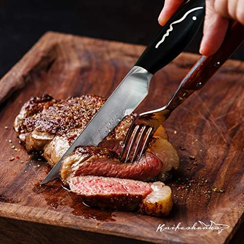 Knifesharks Premium Steak Knife 4-Piece Set | Serrated Forged Fine Steak Knife Set, Razor Sharp