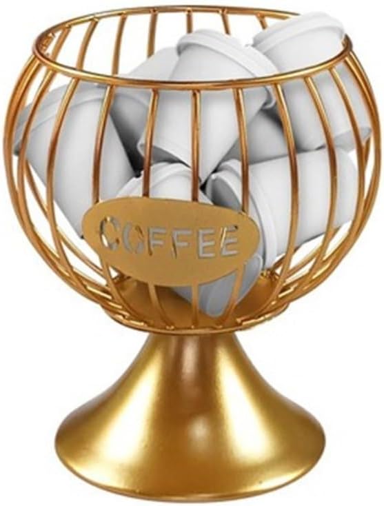 Coffee Storage Coffee Capsule Storage Basket Saint Lady Cup Creative Golden Stainless Fruit Candy Storage Large Basket Coffee storage Basket(Gold,B-2pcs(14.5 * 14.5 * 16cm))