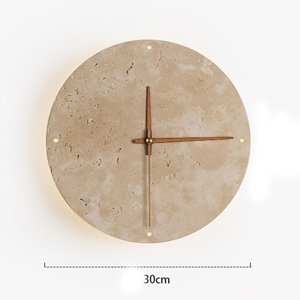 Wohnzimmer Dekorative Wanduhr aus gelbem Onyx, mit Licht und geräuschlosem Uhrwerk, for Schlafzimmer, Wohnzimmer Wohndeko(Klein)