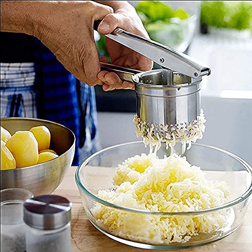 Image of Hornbills Stainless Steel Hand Press Potato Masher Heavy Duty Food Presser for Potatoes Purple Potato Pumpkin Lemon Fruit Juice Squeezer