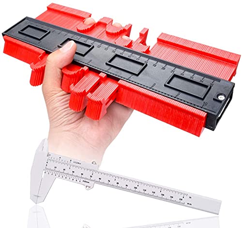 Oumuik Contour Gauge Profile Tool, Decoration Tool 25cm+ Vernier Caliper, Adjustable Contour Marking Tool for Tiles, Wood Boards, Plexiglass Exclusively for Masonry Lovers
