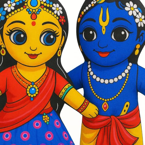 Image of Radha Krishna Soft Toy - Shri Radhe Krishna Stuffed Doll for Kids & Babies | Soft Toys for Toddlers | Washable Plush God Toy for Boys & Girls