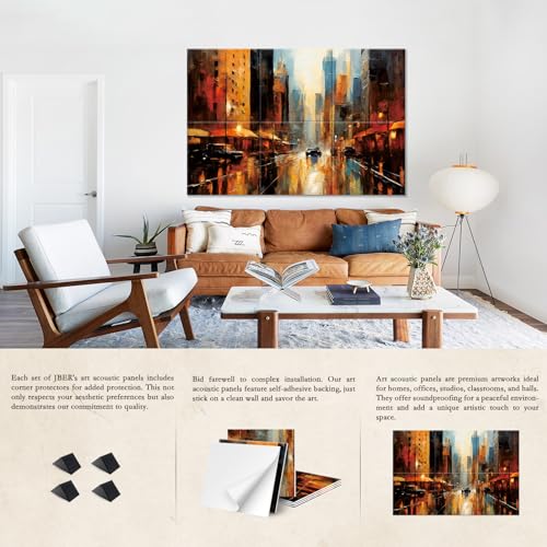 Image of JBER 6 Pack Art Acoustic Panels 72 inch x 48 inch, City Twilight
