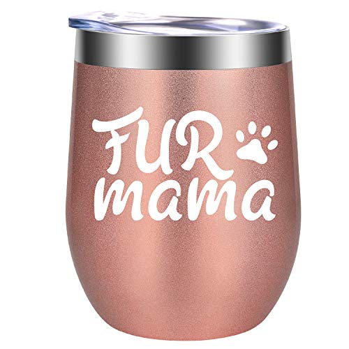 Dog Mom Gifts, Cat Mom Gifts - Fur Mama - Mothers Day Gifts for Pet Lovers Women - Funny Dog, Cat Gifts for Cat Lovers, Dog Lovers - Birthday Wine Gifts for Mom, Wife, Aunt, Friend - GSPY Wine Tumbler