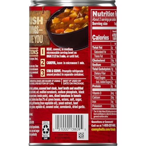 Image of Campbell's Chunky Soup, Steak With Hearty Vegetables Soup, 18.8 Oz Can (Pack of 2)