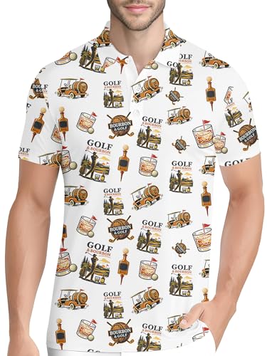 Image of PAGYMO Funny Golf Shirts for Men Crazy Printed Pattern Novelty Moisture Wicking Performance Mens Polo Shirt