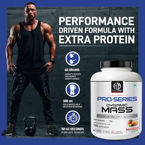 Image of MUSCLETRAIL Pro Series | Dynamic Mass Gainer (3Kg, Chocolate) | Fuel Your Gains with Premium Nutrition,Powder