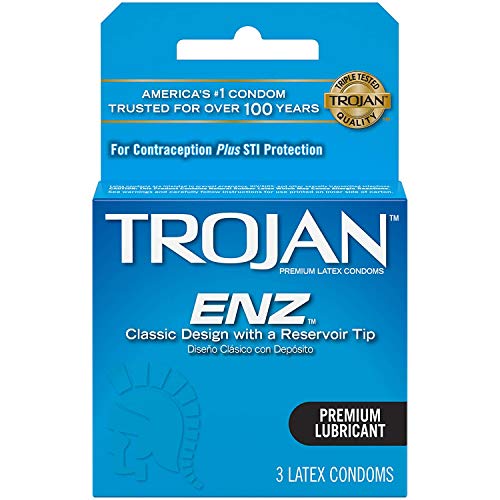 TROJAN ENZ Lubricated Latex Condoms, 0.04 lb, 3 Count (Pack of 1)