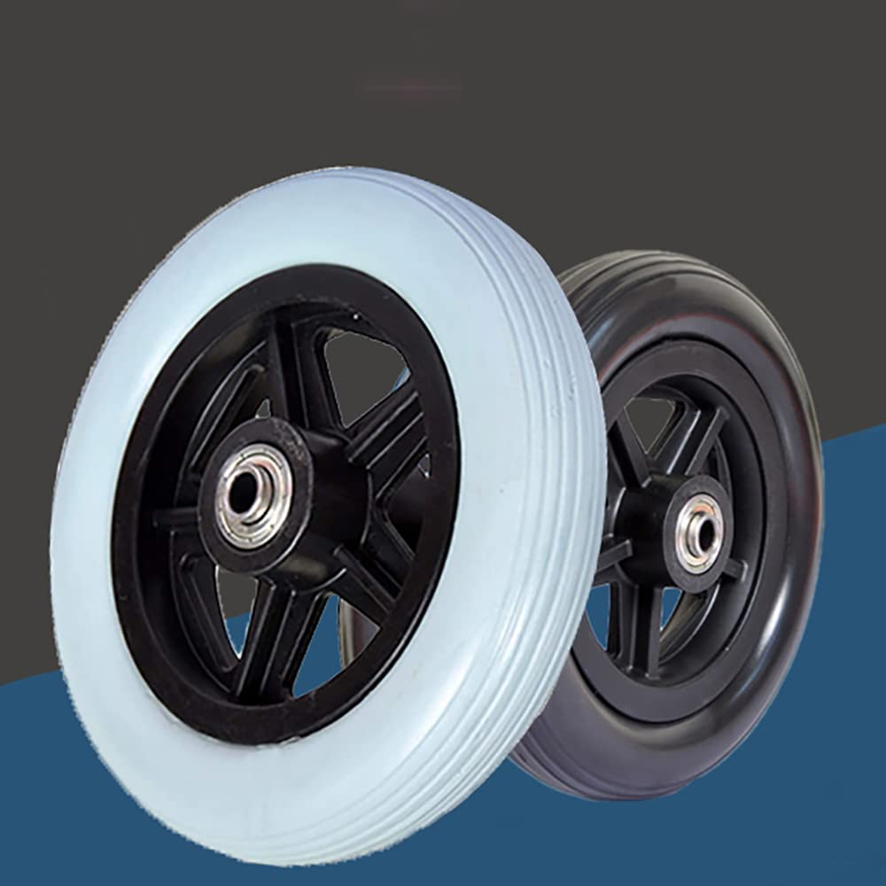 CYYS Gray Wheelchair Caster Wheels, PU Solid Tires Power Wheelchair Accessories, 2 Pieces Wheelchair Front Wheel Universal Walkers Rollers 6/7/8 Inch