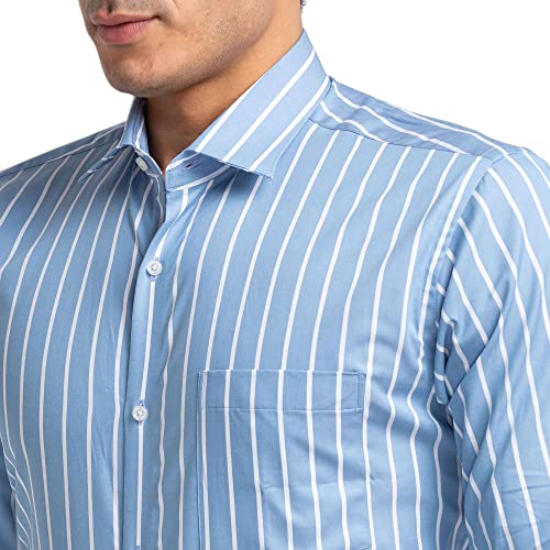 Image of Park Avenue Men's Pure Cotton Stripe Pattern Slim Fit Ainsley Collar Full Sleeve Formal Shirt