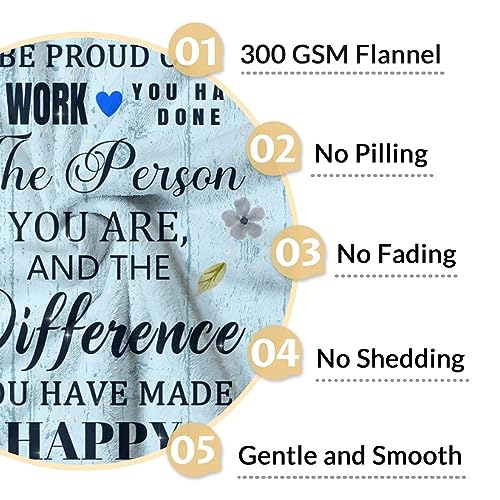 Retirement Throw Blanket - Soft, Fuzzy & Warm - 40x50 Inches Flannel Blankets for Women, Men - Light Blue Modern Throws Farewell Gift for Coworker