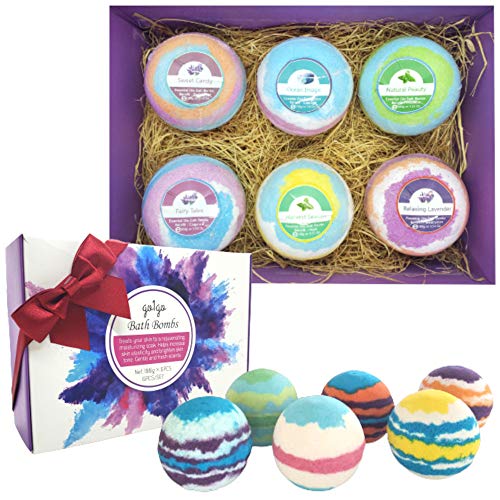 go1go Bath Bombs Gift Set, 6 Pack Natural Rich in Essential Oils Spa Bath Fizzies for Moisturizing Dry Skin, Gift Ideas for Girlfriends, Women, Moms, Men and Kids, Birthday, Valentine, Mothers Day