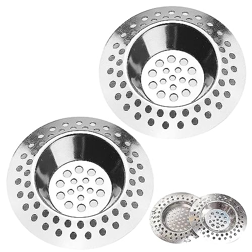 Tomario Stainless Steel Kitchen Sink Strainer Plug, Standard Strainer Drain Protector Hair/Food Catcher for Bathroom, Kitchen, Shower (External Diameter 7cm, Inner Diameter 3.3cm, Pack of 2)