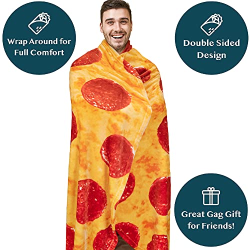 Pavilia Pizza Blanket, Double Sided Realistic Pepperoni Cheese Pizza Throw Blanket Wrap Adult Size, Gag Gifts For Kids Teens Birthday, Funny Food Blanket Weird Cool Fun Gifts Boys, Girls, Pizza, 80In #TOP3