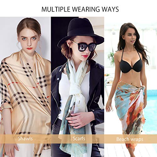 Silk Scarf Women Flower Printed Fashion Elegant Style Long Soft Shawl Wrap Warm Scarf Sunscreen Shawl All Season4