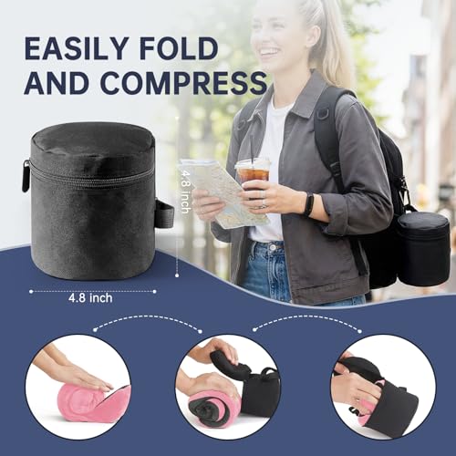 Image of Neck Pillow Travel Pillow - 100% Pure Memory Foam Airplane Pillow with Adjustable Clasp & Removable Cover, Portable Travel Essentials for Long Flights, Car & Office (Pink, with Eye Mask)