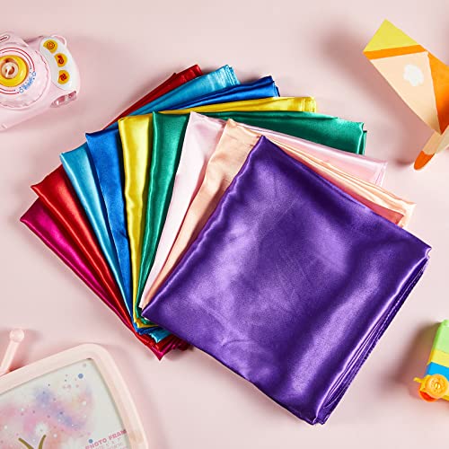 Geyoga 9 Pcs Fabric Play Scarves Rainbow Play Dance Scarves Creative Pretend Juggling Dress 35 x 35 Inch(Classic Colors)4
