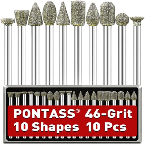 Diamond Grinder Bit Compatible with Dremel Rotary Tool,10Pcs 46Grit