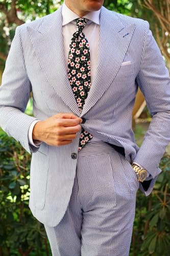 Image of OTAA Floral Necktie Casual Ties for Men - Perfect Neck Tie for Groomsmen Wedding Ties or Formal Occasions