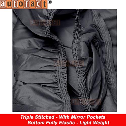 Image of Autofact Car Body Cover with Mirror Pockets Compatible for Renaults Duster (Triple Stitched, Bottom Fully Elastic, Dark Grey)