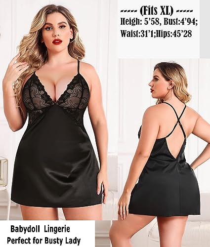Image of Hot Night Dresses for Women | Sexy Babydoll Dress for Honeymoon | Stylish,Short,Sexy Babydoll for Ladies (2222) (XX-Large, Black)