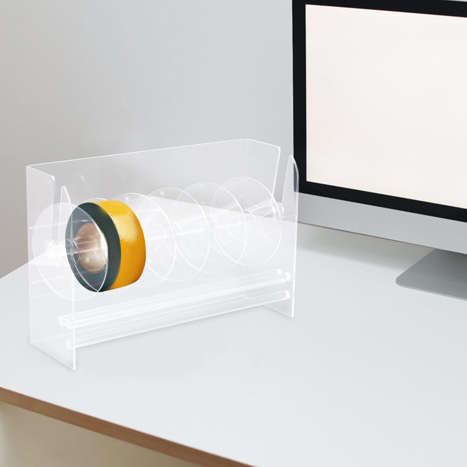 Anneome Verstellbarer Acryl Etikettenhalter Aufkleber-rollen-spender Mit Fächern Transparenter Organizer Für Büro Und Zuhause Praktischer Sticker Roll Holder Für Effiziente Schreibtischorg
