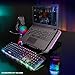 ENHANCE Gaming Voltaic 2 Laptop Cooling Stand - Laptop Cooling Pad with 6 Blue LED Fans, 7 Height Settings, RGB Lighting - Metal Top Cooler Pad with Phone Stand, 2 USB Ports for up to 17 inches