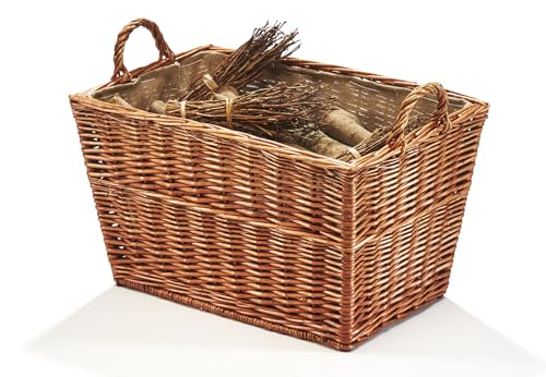 Kobolo Holztrage Holzkorb für Kaminholz - Weide - mit Jutestoff und...