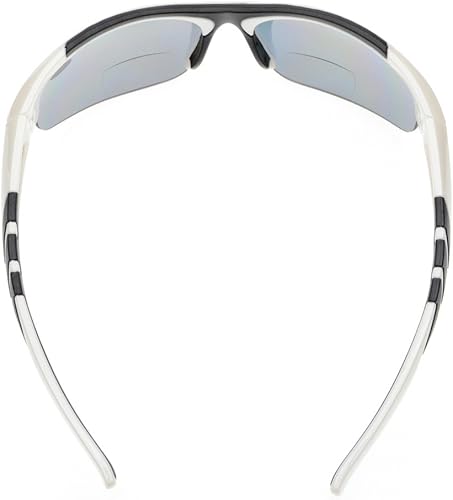 Miniatura 5 de Eyekepper TR90 Unbreakable Sports Bifocal Half Rimless Gafas de sol Béisbol Correr Pesca Conducción Golf Senderismo Marco Blanco Lente Gris +1.5