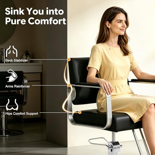 Image of Salon Chair,Salon Chair for Hair Stylist with Height Adjustment,360 Rotatable Barber Chair for Barber Store,Beauty Salons,Spas
