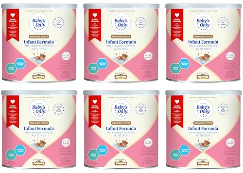 Baby's Only Baby Formula, Complete Nutrition Infant Formula, Milk Based Powder with Iron, Vitamin E, Vitamin D, Easy to Digest Infant Formula for Newborn to 12 Months Old, 21 oz, Value Can 6 Pack