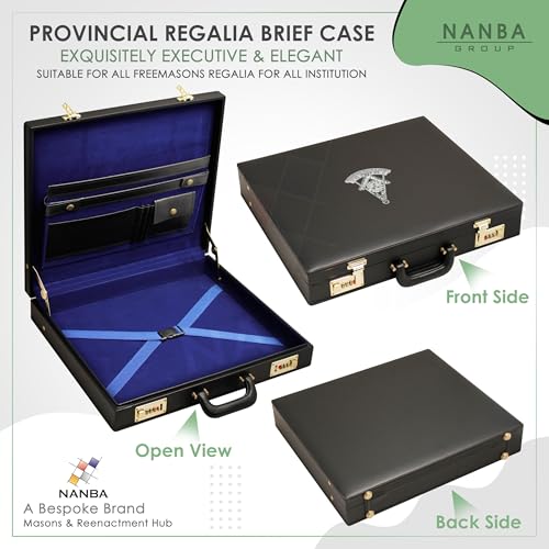 Masonic Regalia Provincial Apron Hard Briefcase – Black Imitation Leather Hard Case with Machine-Embroidered4